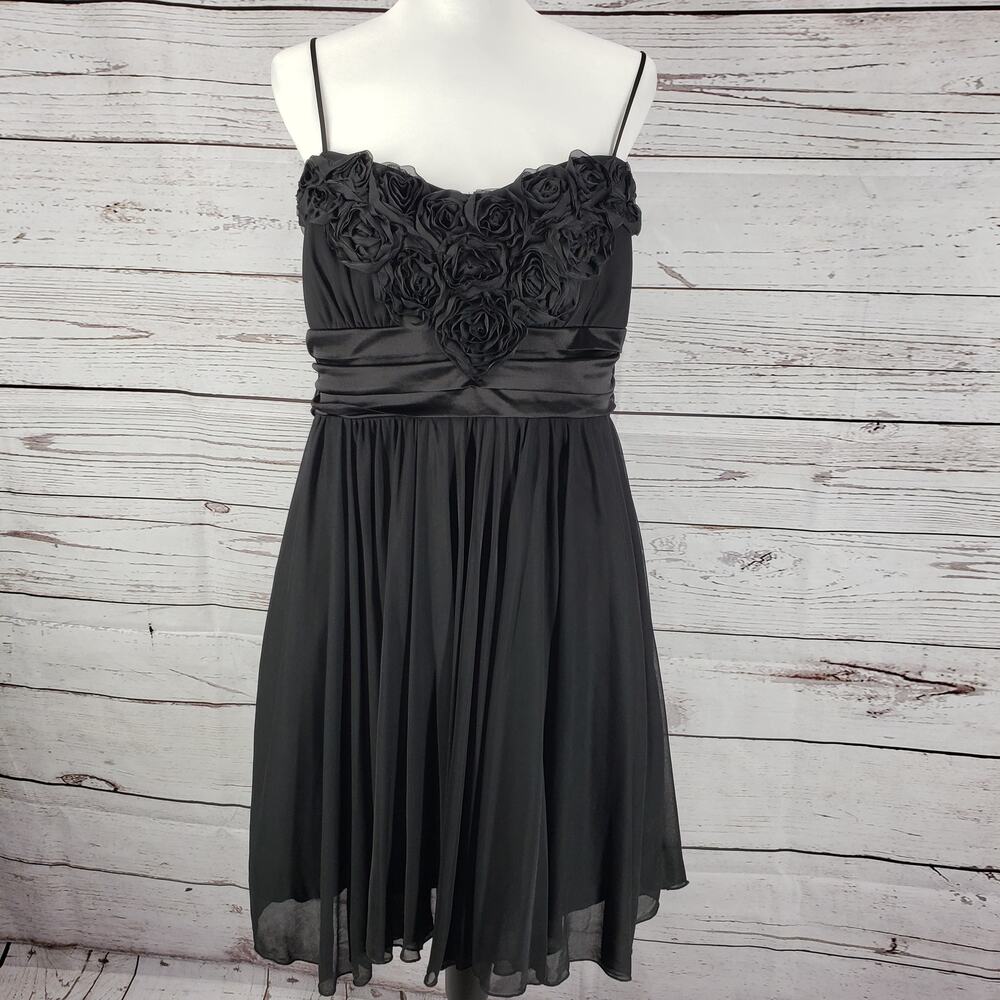 Maurices Black Chiffon Rose Overlay Top Cocktail Dress Size XL